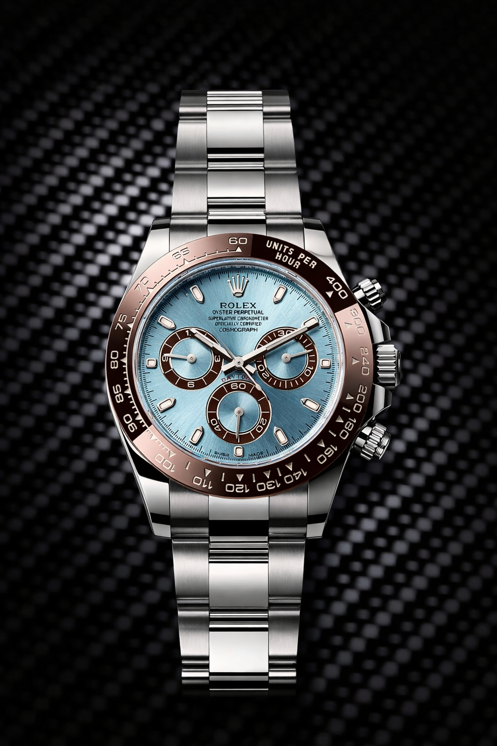 RLX [DAYTONA] SKY BLUE BROWN SILVER STEEL WATCH
